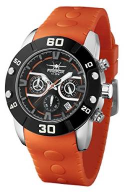 FIREFOX Rubber Thing FFS310-107 Chronograph orange Silikonarmband Edelstahl Herrenuhr Massive Armbanduhr 10 ATM druckfest Kaliber VD53 von FIREFOX