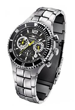 FIREFOX Silver Surfer FFS13-115 schwarz/grau Herrenuhr Armbanduhr massiv Edelstahl Chronograph Sicherheitsfaltschließe 10 ATM Water Resistant von FIREFOX