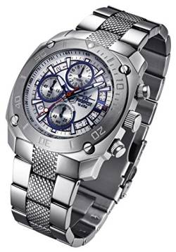 FIREFOX Transporter FFS19-104 Silber Herrenuhr Armbanduhr Chronograph massiv Edelstahl Sicherheits- Faltschließe 10 ATM wasserdicht von FIREFOX