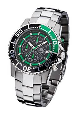 FIREFOX Zion FFS17-108b schwarz/grün Herrenuhr Armbanduhr Chronograph massiv Edelstahl Sicherheitsfaltschließe 10 ATM Water Resistant von FIREFOX