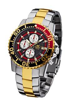 FIREFOX Zion FFS17-115 schwarz/rot Herrenuhr Armbanduhr Bicolor Chronograph massiv Edelstahl Sicherheitsfaltschließe 10 ATM wasserdicht von FIREFOX