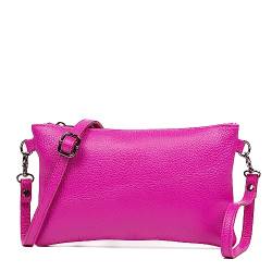 FIRENZE ARTEGIANI. Albenga Damen-Umhängetasche aus echtem Leder, Dollaro-Finish, 24 x 3 x 15 cm, Farbe: Fuchsia, fuchsia, Zeitgenössisch von FIRENZE ARTEGIANI