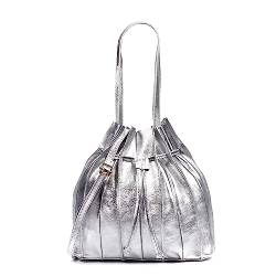 FIRENZE ARTEGIANI. Albiolo Damen-Schultertasche, Echtleder, lackiert, 32 x 15,5 x 30 cm, Farbe: Silber, silber, Utility von FIRENZE ARTEGIANI