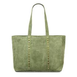 FIRENZE ARTEGIANI. Alonte Schultertasche Damen Echtleder Kunstleder 38x12x30cm Farbe: Hellgrün Army, Militär-Hellgrün, Utility von FIRENZE ARTEGIANI