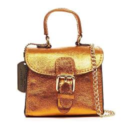 FIRENZE ARTEGIANI. Annicco Mini-Handtasche und Umhängetasche für Damen, echtes Leder, lackiert, 12 x 8,5 x 10,5 cm, Farbe: Orange, orange, Utility von FIRENZE ARTEGIANI