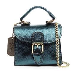 FIRENZE ARTEGIANI. Annicco Mini-Handtasche und Umhängetasche für Damen, echtes Leder, lackiert, 12 x 8,5 x 10,5 cm, Farbe: Smaragdgrün, Smaragdgrün, Utility von FIRENZE ARTEGIANI