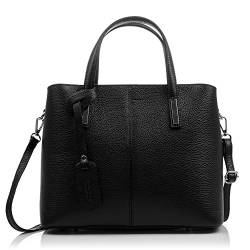 FIRENZE ARTEGIANI. Damen-Handtasche aus echtem Leder, Dollaro, abnehmbarer Umhängetasche, Damen-Handtasche, hergestellt in Italien, 33 x 25,5 x 15 cm, Farbe Schwarz von FIRENZE ARTEGIANI