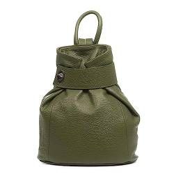 FIRENZE ARTEGIANI. Edvige Damen-Rucksack, Echtleder, Dollaro-Finish, 34 x 13,5 x 32 cm, Farbe: Grün, grün, Talla única, Casual von FIRENZE ARTEGIANI