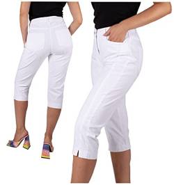 FIRI Caprihose Damen Sommer - Caprihosen Weiss Damen -Caprihosen für Frauen stretch-3/4 Hose Damen weiß- Jeans Hosen Damen Sommer- Hohe Taille Gerades Bein Hose große größen-Arbeitshose Damen kurz von FIRI