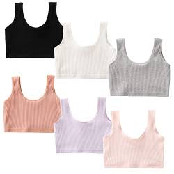 FIRITHYC Mädchen BH, 6PCS Mädchen Training BH Baumwolle Bralette Nahtlose Cami Crop Bras (L(Fit for 45-55KG)) von FIRITHYC