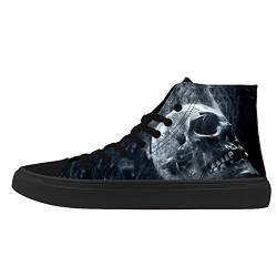 First Dance Skull Shoes for Men Fashion Sneaker High Top Skull Punk Rock Joker Print Shoes Black Shoes for Man Cool US9 von FIRST DANCE