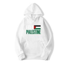 FIRSTWELL Starkes Palästina, palästinensische Flagge Pullover Hoodie, ich stehe mit Palästina, unterstütze Palästina Langarm-Sweatshirt (Color : White, Size : L) von FIRSTWELL