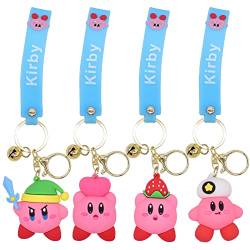 FISAPBXC Kirby Anime Schlüsselanhänger Marvel Figur Souvenir Schlüsselringe Schlüsselanhänger Geschenk für Kinder Mädchen Jugendliche 4 Stück von FISAPBXC