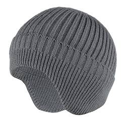 FISHSHOP Beanie Mütze，Unisex warme Beanie Strickmütze, Strickmütze Wollmütze Damenhut Bommelmütze Beanie Hüte für Frühling, Herbst, Winter, weich & leicht, Damen, Herren (Gray) von FISHSHOP