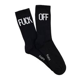 Fisura - Original "F*** Off" Herrensocken in schwarz. Geschenk-Socken. Ein Paar hohe Socken. Zusammensetzung: Baumwolle und Polyester. Größe: 41-45. von FISURA