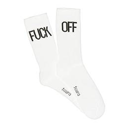 Fisura - Original Herrensocken "F*** Off" in weiß. Geschenk-Socken. Ein Paar hohe Socken. Zusammensetzung: Baumwolle und Polyester. Größe: 41-45. von FISURA