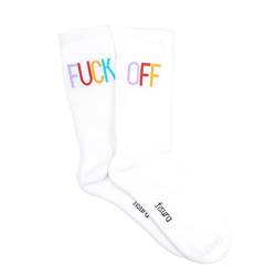 Fisura - Original Herrensocken "F*** Off" mehrfarbig. Geschenk-Socken. Ein Paar hohe Socken. Zusammensetzung: Baumwolle und Polyester. Größe: 41-45. von FISURA