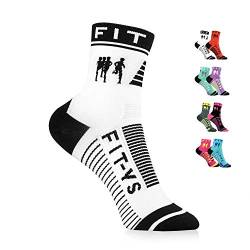 FIT-YS 2/4 Socks - Laufsocken für Männer und Frauen mit Anti-Blasen Schutz, von Sportlern für Sportler entwickelt / Sportsocken atmungsaktiv & seemless (One Size, white/black) von FIT-YS