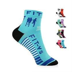 FIT-YS Quarter Socks - Laufsocken für Männer und Frauen 1/4 Länge mit Anti-Blasen Schutz, von Sportlern für Sportler entwickelt / Sportsocken atmungsaktiv & seemless (One Size, lightblue/blue) von FIT-YS