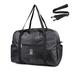 Leichter Faltbare Reisetasche, FITDON Reise-Gepäck Handgepäck Duffel Taschen Sporttasche Übernachtung Tasche für Reisen Sport Gym Urlaub Weekender handgepaeck, Schwarz von FITDON