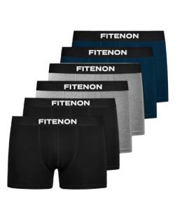 FITENON Boxershorts Herren Baumwolle (6er Pack) Unterhosen Herren ohne einschneidenden Gummibund (Gr. S - 4XL) (M, 2X Schwarz 2X Grau 2X Navy) von FITENON