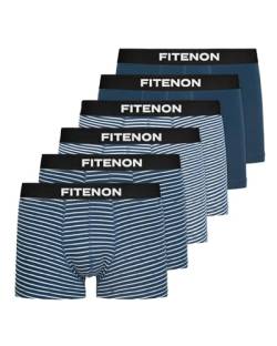 FITENON Boxershorts Herren Baumwolle (6er Pack) Unterhosen Herren ohne einschneidenden Gummibund (Gr. S - 4XL) (XL, 4X Navy Gestreift 2X Navy) von FITENON