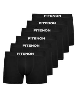 FITENON Boxershorts Herren Baumwolle (6er Pack) Unterhosen Herren ohne einschneidenden Gummibund (Gr. S - 4XL) (XL, 6X Schwarz) von FITENON