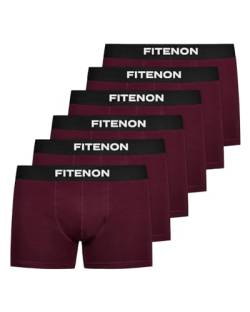 FITENON Boxershorts Herren Baumwolle (6er Pack) Unterhosen Herren ohne einschneidenden Gummibund (Gr. S - 4XL) (XXL, 6X Burgunderrot) von FITENON