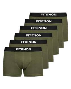 FITENON Boxershorts Herren Baumwolle (6er Pack) Unterhosen Herren ohne einschneidenden Gummibund (Gr. S - 4XL) (XXL, 6X Oliv) von FITENON
