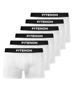 FITENON Boxershorts Herren Baumwolle (6er Pack) Unterhosen Herren ohne einschneidenden Gummibund (Gr. S - 4XL) (XXL, 6X Weiß) von FITENON