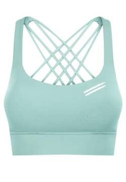 FITNESS4HAPPYNESS Damen Sport BH Schwarz - Wellness Top- ohne Bügel Oberteile Gekreuzt Für Yoga Gym Shirts Fitness Training Crop Top Bra (DE/NL/SE/PL, Alphanumerisch, M, Regular, Regular, Grün) von FITNESS4HAPPYNESS