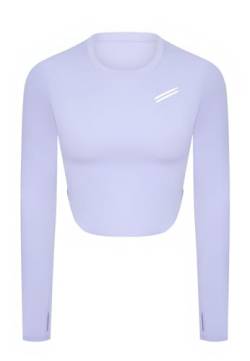 FITNESS4HAPPYNESS Damen Top Sport - Aurora M - Designer Langarm Crop Top Oberteil Gym Yoga Fitness Sportshirt Leicht mit Daumenloch Laufshirts Nahtlos Longsleeve von FITNESS4HAPPYNESS