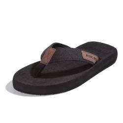 FITORY Herren Flip Flops Beach Sandalen Surfen Zehentrenner Sommerschuhe, Schwarz, 40 EU von FITORY