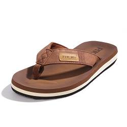 FITORY Herren Flip Flops Surfen Zehentrenner Sports Sandalen Beach/Pool Pantoffeln Tan Gr.44 von FITORY