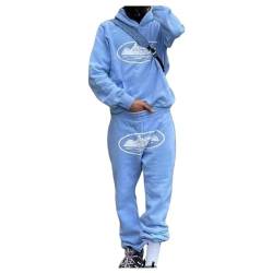 Men's Jogging Suit, Corteiz 2-Piece Hoodie, NOFS Sports Suit, Y2K Hip Hop Streetwear, Tracksuit, Letter Print Loose Hoodies and Jogging Bottoms, Casual Tops, and Sports Trousers (Pack of 2) von FITTAR