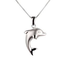 FIVE-D Anhänger mit Kette Delfin 925 Sterling Silber Halskette (Delfin - 40/42 Kette) von FIVE-D