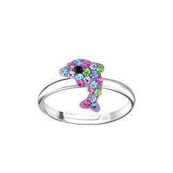 FIVE-D Kinder- und Mädchen Ring Delfin Kristalle 925 Sterling Silber von FIVE-D