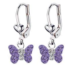 FIVE-D Ohrringe Schmetterling 925 Sterling Silber Kinder Damen Mädchen Ohrhänger (Lila) von FIVE-D