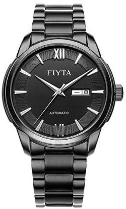 FIYTA Classic Herrenuhr Automatik schwarz mit schwarzem Metallarmband, Datum und Wochentag GA802071.BBB von FIYTA