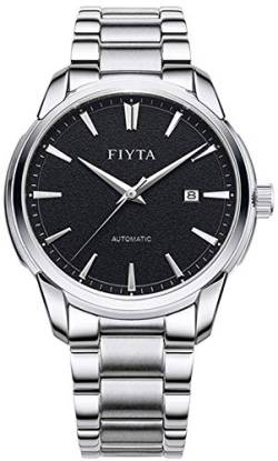 FIYTA Classic Herrenuhr Automatik schwarz mit silberfarbenen Metallarmband und Datum GA802072.WBW von FIYTA