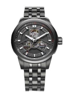 FIYTA Extreme Roadster Herrenuhr Automatik schwarz mit schwarzem Metallarmband und Gehäuseboden mit Sichtfenster GA802071.BBB von FIYTA