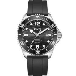 FIYTA Herren Ocean Series Taucheruhr, automatisch, leuchtende Markierungen, drehbare Lünette, 300 m wasserdicht, 43,4 mm, Schwarzes Zifferblatt, Tauchstil DGA33002.WBB von FIYTA