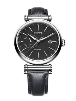 FIYTA Herrenuhr Analog Automatik mit Lederarmband GA850002.WBB in der Farbkombination schwarz/Silber von FIYTA