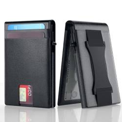 FIYUM Kartenetui Herren Portmonee Slim Wallet - Geldbörse Herren Karten Portemonnaie Herren Kartenetui RFID Schutz ID-Kartenfach Slim Card Holder Herren Hält 8 Karten von FIYUM