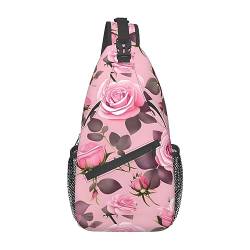 Bonsai Plantpatterned Unisex Duffel Bag Crossbody Bag für Reisen Wandern Klettern Laufen Radfahren, Hübsche rosa Rosen, Einheitsgröße von FInpan