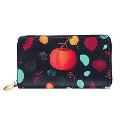 FInpan Orange Kreis Mitte Muster Damen Reißverschluss Geldbörse Lange Clutch Kreditkartenhalter Leder Geldbörse Reise Münzbörse, Kürbis Blumen, Einheitsgröße von FInpan