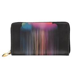 FInpan Runde Aquarell-Malerei-Muster, Damen-Reißverschluss-Geldbörse, lange Clutch, Kreditkartenhalter, Ledergeldbörse, Reise-Münzgeldbörse, Bunter Regenbogen Regen, Einheitsgröße von FInpan