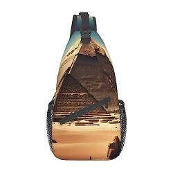 Runde Aquarellmalerei gemustert Unisex Seesack Crossbody Tasche für Reisen, Wandern, Klettern, Laufen, Radfahren., Träumen von den Pyramiden von Khufu, Einheitsgröße von FInpan