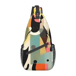 The Swan in Lovepatterned Unisex Duffel Bag Crossbody Bag for Traveling Hiking Climbing Running Cycling, Mid-Century Modern Art Katze, Einheitsgröße von FInpan