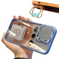 Crazyscase eigenständige Ständer-Silikonhülle, unsichtbare Linsenhalterung, transparente Handyhülle, drei Linsenschutz für iPhone 12, 13, 14 Pro Max (11,hellblau) von FIxcor